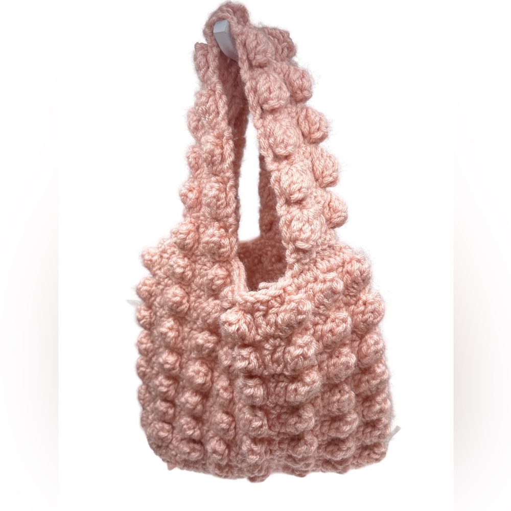 Pink Crochet Bag Mini Handbag Handcrafted